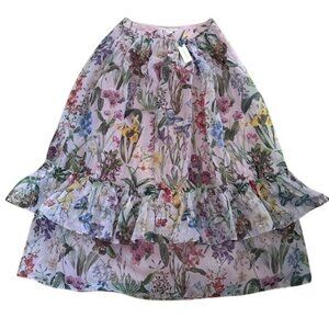Geisha Designs Paras and Shalini Anthropologie Purple Floral Maxi Skirt Sz Med